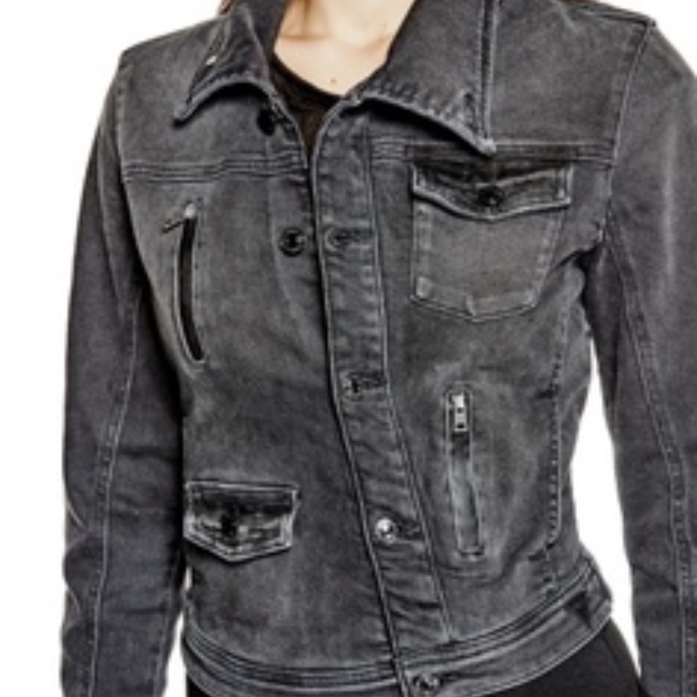 ❌SOLD❌NWT GUESS WASHED BLACK BIKER JACKET - Picture 2 of 4